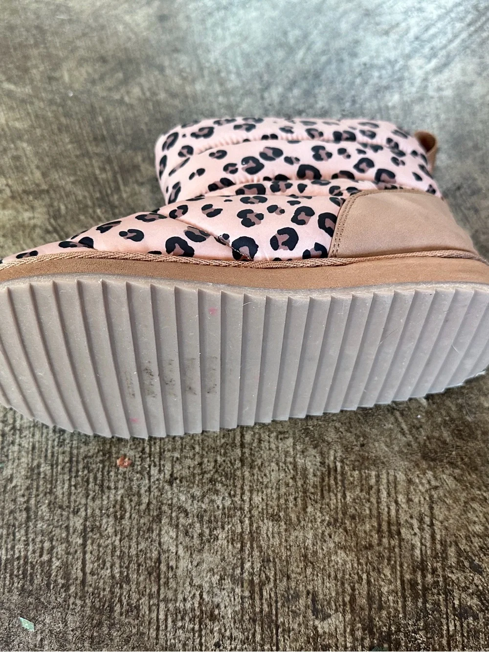 Leopard Print Puffer Kids Boots